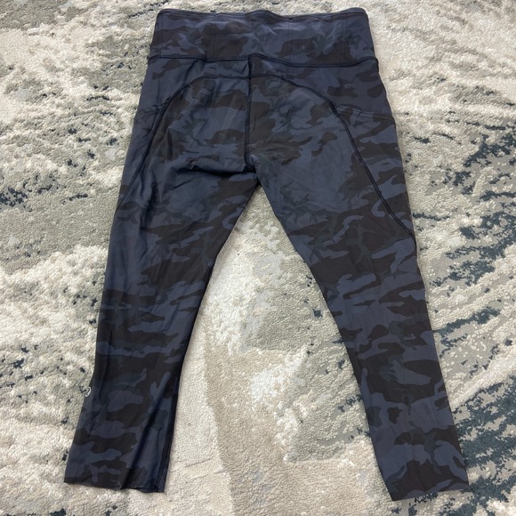 Lululemon Fast and Free Crop Leggings Womens 26W Navy Black Camouflage Workout - Picture 2 of 9